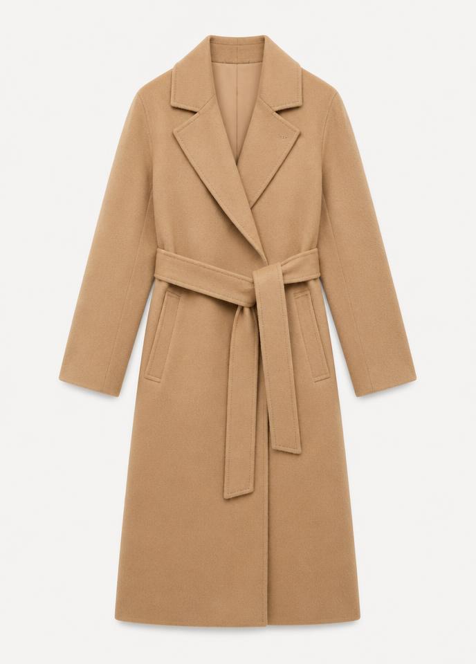 Camel wool wrap coat product photo